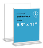 newnewshow 8.5x11 Clear Acrylic Sign Holder, Display Stand, Plastic Card Holder for Business, Office, Retail (2 Pack 8.5x11)