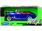 1941 Chevy Special Deluxe Convertible Blue Metallic with Red Interior NEX Models 1/24 Diecast Model Car by Welly 22411Wmblue