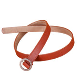 Romp Fashion Women Brown P.U Leather Round Buckle Belt For Casula And Formal Ladies Dress