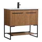 Elegant Decor Sloane 36 Aluminum Mdf Single Bathroom Vanity In Walnut Brown