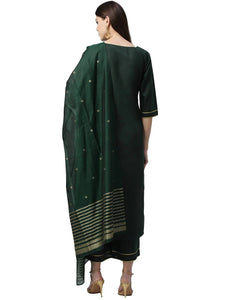 Anni Designer Women'S Ruby Cotton Printed Straight Kurta With Palazzos & Dupatta (Game-Green_S Green Small),Green,S,Cotton,Straight,Dupatta, Palazzo
