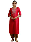 Libas Women'S Silk Floral Straight Kurta (G2732_Pink_L)