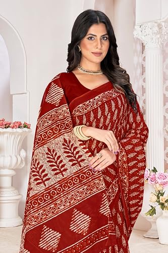 Tamaira Fashion Women'S Plain Cotton Saree (2499_Rustorange_Rust Orange)