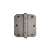 Grandeur Hardware 819962 3.5 Button Tip Residential Hinge with 5/8 Radius Corners in Antique Pewter, 3.5 x 3.5
