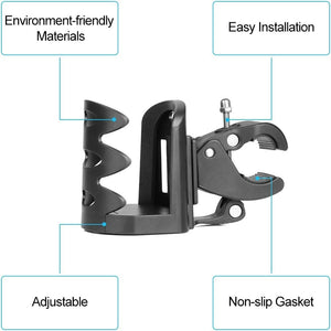 SupreGear Cup Holder, 360 Degree Rotation Stroller Bike Water Bottle Holder Cup Holder, Universal for Walkers, Rollators, Wheelc