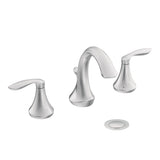 Moen Eva Chrome Transitional TwoHandle HighArc Widespread Bathroom Faucet with Drain Assembly, Valve Required, T6420