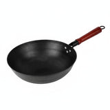 UJEAVETTE Uncoated Cast Iron Wok Handmade Cast Iron Wok NonStick Kitchen Cookware for Gas Cooktop, Exposed Flame, 32 Round Bott