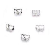 20pcs Double Love Heart Large Hole Beads (4.5mm Hole) Antique Silver