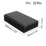 Aluminum Large Heatsink 4.72''x2.72''x1.06'' inch /120x69x27mm Heat Sink Cooling Black Oxide Radiator 22 Fin for Computer LED Po