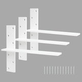 Floating Shelf Bracket 3/8 Thick Heavy Duty Shelf Brackets White 3 Pack Free Hanging Countertop Support Bracket 18 Lx2.5 W Float