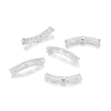 20pcs Flower Pattern Large Hole Curved Noodle Tube Beads 30mm Sterling Silver Plated Brass Metal for Jewelry Craft Making CF51