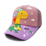 Vritraz Kids Dino Print Baseball Cap | Fun Peach & Purple Adjustable Cotton Hat | Cute Outdoor Snapback For Boys & Girls