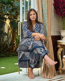 Anni Designer Women'S Rayon Viscose Straight Printed Kurta With Pant (Kadai Blue-Vks02_L_Blue_Large),Blue,L,Rayon,Casual,