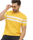 Lookmark Men'S Stylish Lycra Blend Printed Striped Polo Tshirt (New-Mt07-Xxl) Yellow