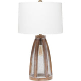 Alltherages Lalia Home Wooded Arch Farmhouse Table Lamp With White Fabric Shade - Old Wood