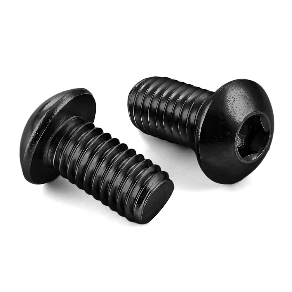 1/4-20 x 1/2 Button Head Socket Cap Screws, Allen Socket Drive, Black Oxide, Grade 10.9 Alloy Steel, Fully Threaded, 100 PCS