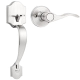 Tinewa Keyless Passage Lock Grip Handle with Wave Lever, Low Profile Front Lock Handleset with Halifax Satin Nickel Finish, Inte