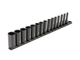 TEKTON 3/8 Inch Drive Deep 12-Point Impact Socket Set with Rail, 15-Piece (1/4-1 in.) | SID91113