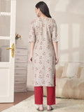 Pinkmint Kurta Set For Women Cotton Printed Straight Kurta With Pant (Pack Of 1) Multicolor1 S