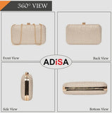Adisa Textured Formal Party Clutch With Gold Chain For Women And Girls (Cl104-Gold),Gold1,,B0D649CW9N