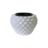 Hug A Plant | Pixel Pot | Round Pot With Inner For Tabletop | Office | Indoor Garden | Home& Garden (White) (Small) (16Inch | 6C