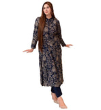 Anni Designer Women'S Rayon Blend Floral Straight Kurta With Palazzo (Lahori Blue,Blue,M
