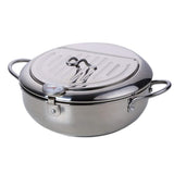 ZUIAI 1X Kitchen Use Stainless Steel Deep Frying Pot Thermometer Tempura Fryer Pan Temperature Control Fried Chicken Pot Cooking