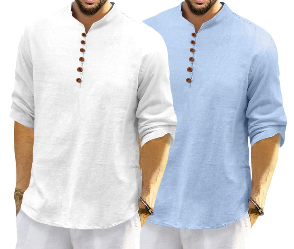 Royalscout Men'S Cotton Polyester Blend Solid Regular Fit Full Sleeve Short Kurta | Ethnic, Lightweight Summer Kurta For Daily &