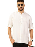 Thomas Scott Mens Linen Solid Kurta Shirt (Ts1529_White_L)