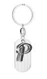Caristo English Alphabet Letter P (Kc2) Silver Metal Name Keychain For Car Bike Men Women Kids