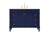 Elegant Decor Indoor Modern Under Sink Bathroom Fixtures Storage Organizer Cabinet 48 Inch Single Bathroom Vanity - Blue