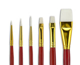 Fundamentals Paint Brush Set Short Handled For Decorative Arts, Watercolor, Acrylic, Oils, Set Of 6 Classic White Watercolor Pai