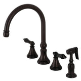 Kingston Brass KS2795PKLBS Duchess Widespread Kitchen Faucet with Brass Sprayer, 11.88 x 8.31 x 12.13, Oil Rubbed Bronze