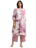 Anni Designer Women'S Cotton Blend Straight Printed Kurta With Palazzo (Rilaka Pink_Xxl_Pink_Xx-Large),Pink,2XL