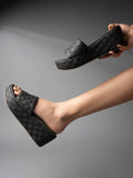 Shoetopia Stylish Quilted Stitching Black Platform Heels For Women & Girls /Uk8,Black,8,B0BYP56BLW