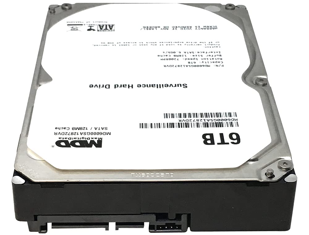 MaxDigitalData 6TB 7200RPM 128MB Cache SATA 6.0Gb/s 3.5 Internal Hard Drive for Surveillance (MD6000GSA12872DVR) - 3 Years War
