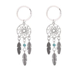 Astroghar Set Of 2 Dream Catcher Magnesite Turquoise Crystal Key Chain Key Ring For Protection And Comfort