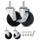AXL Caster Wheels 3 Inch Set of 4 Heavy Duty 3/8-1 (25mm) Threaded Stem Casters,Wheel Replacement for Clothing Garment Rack, She