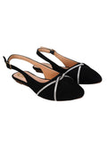 Shoetopia Embellished Rhinestone Knotted Detailed Black Flat Belly For Women,Black,8,B0C3RPGV2F