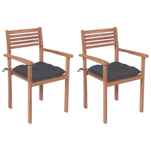Vidaxl Set Of 2 Stackable Patio Chairs In Durable Teak Wood - Versatile Outdoor And Indoor Furniture With Added Cushions, Perfect Blend Of Style And Functionality