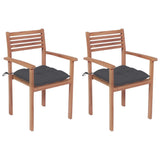 Vidaxl Set Of 2 Stackable Patio Chairs In Durable Teak Wood - Versatile Outdoor And Indoor Furniture With Added Cushions, Perfect Blend Of Style And Functionality