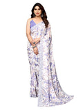 Satrani Womens Pure Georgette Saree (3181S2245N_Light Violet & White)