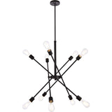 Elegant Lighting Living District Axel 10-Light Mid-Century Metal Pendant In Black