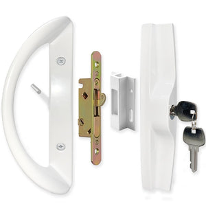 ALLYWASAI Patio Sliding Door Handle Set with Mortise Lock, Key Cylinder and Keeper, Replacement Handle Lock Set Fits Door Thickn