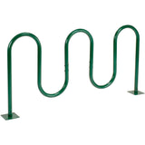 Global Industrial 68 L Wave Bike Rack, Fange Mount, 7-Bike Capacity, Powder Coated Steel, Green, Commercial Bike Rack for Stores