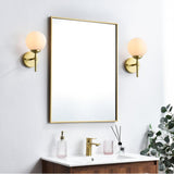 Living District Ansley 1-Light Iron & Glass Bath Sconce In Black/Frosted White