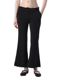 Only WomenS Solid Flared HighRise Black Trouser With Belt