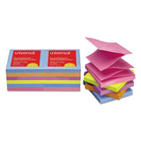 Universal UNV35611 100 Sheet 3 in. x 3 in. FanFolded SelfStick PopUp Note Pads Assorted Bright Colors (12/Pack)