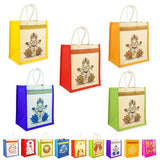 NISKANET Beautiful Goddess Laxmi Designed Jute Cotton Blend Bags (30 Combo pack), Perfect for Pooja, Festivals, and Return Gifts