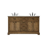 Elegant Decor Americana 60 Aluminum Alloy Double Bathroom Vanity In Driftwood